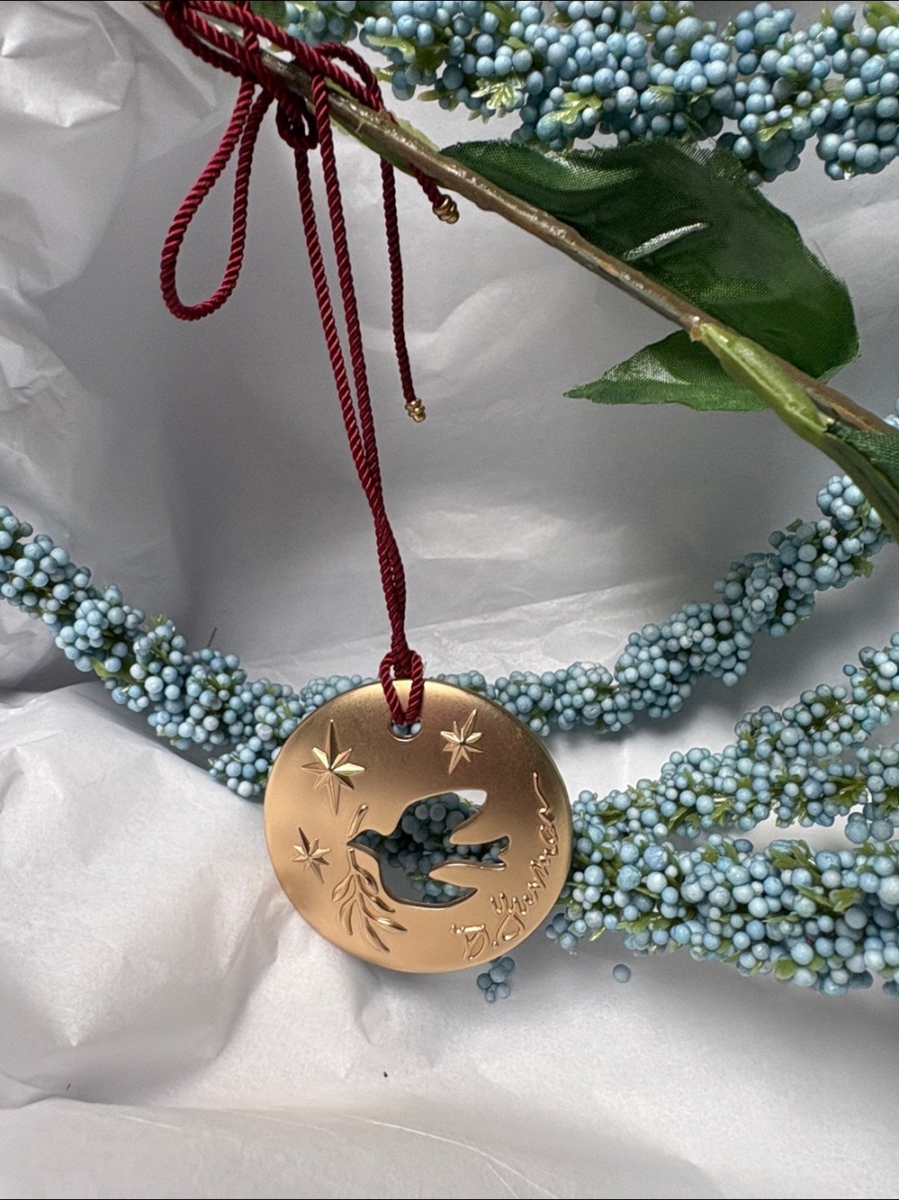 Rare DAVID YURMAN Xmas  Pendant Necklace customer giveaway D.Yurman insignia